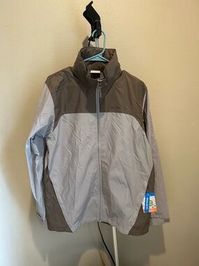 Columbia Two-Tone Light Gray and Taupe Windbreaker Jacket